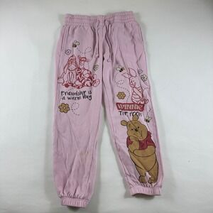 Disney Winnie the Pooh Pink Sweatpants Girls Medium‎ 7/9 Cotton Polyester Pants
